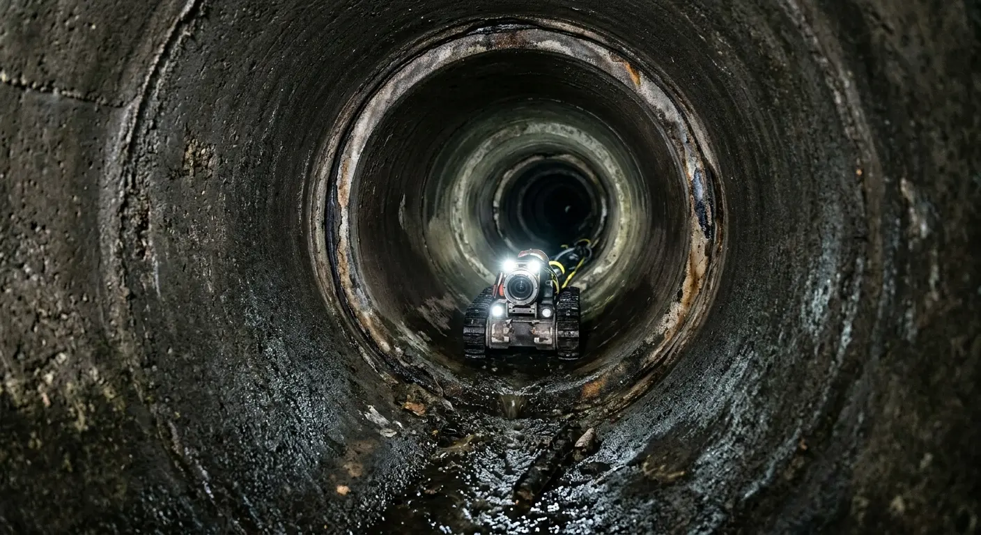Robotic sewer camera inspecting pipe interior for Sewer Line Repair in Skowhegan